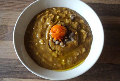 Ricetta zuppa con lenticchie e zucca