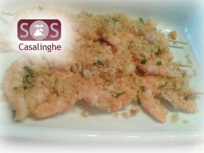Ricetta Spiedini di Gamberetti gratinati al forno