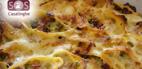 Conchiglioni con prosciutto cotto e piselli